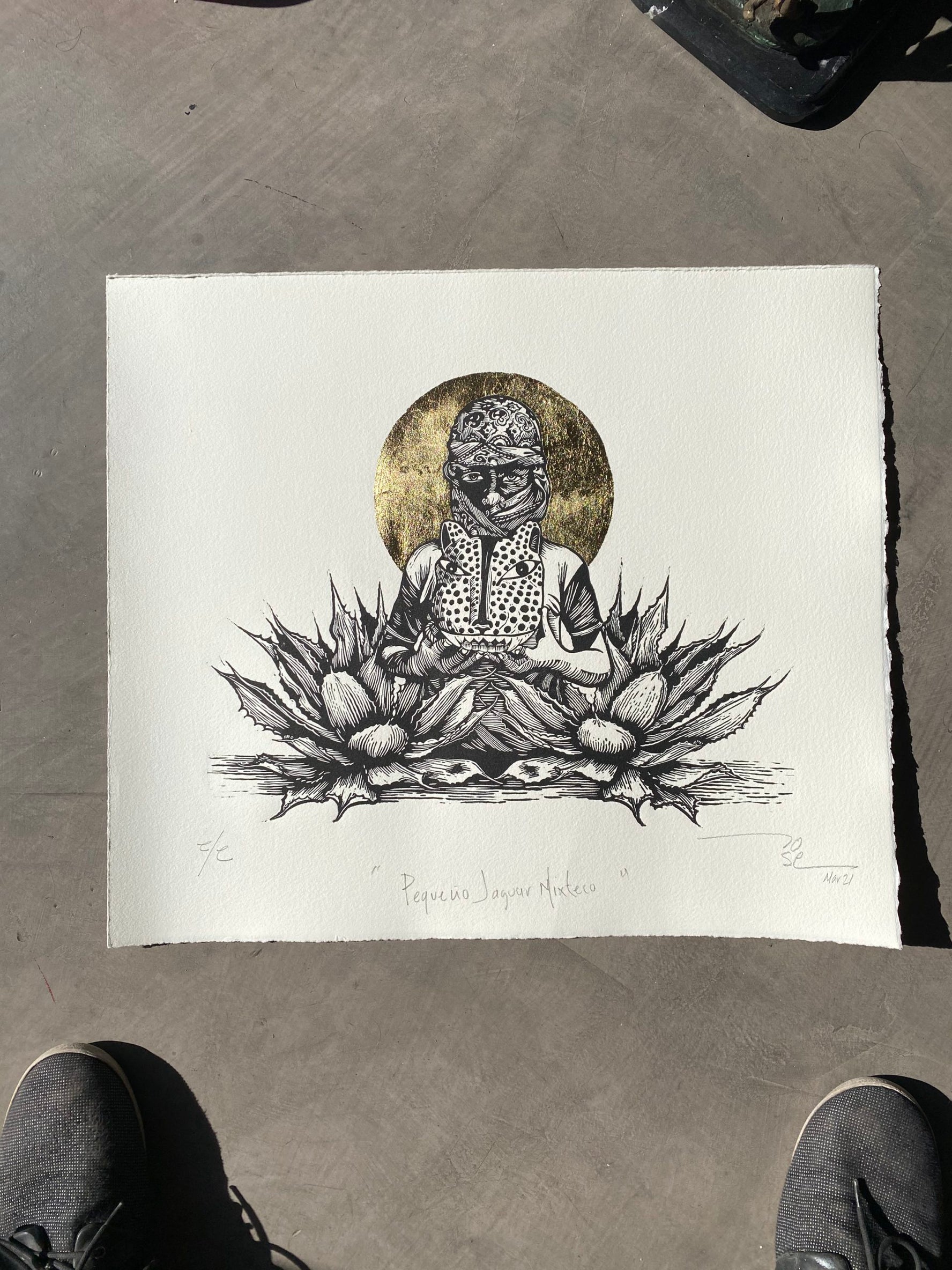 “Pequeño jaguar mixteco” (hoja de oro)