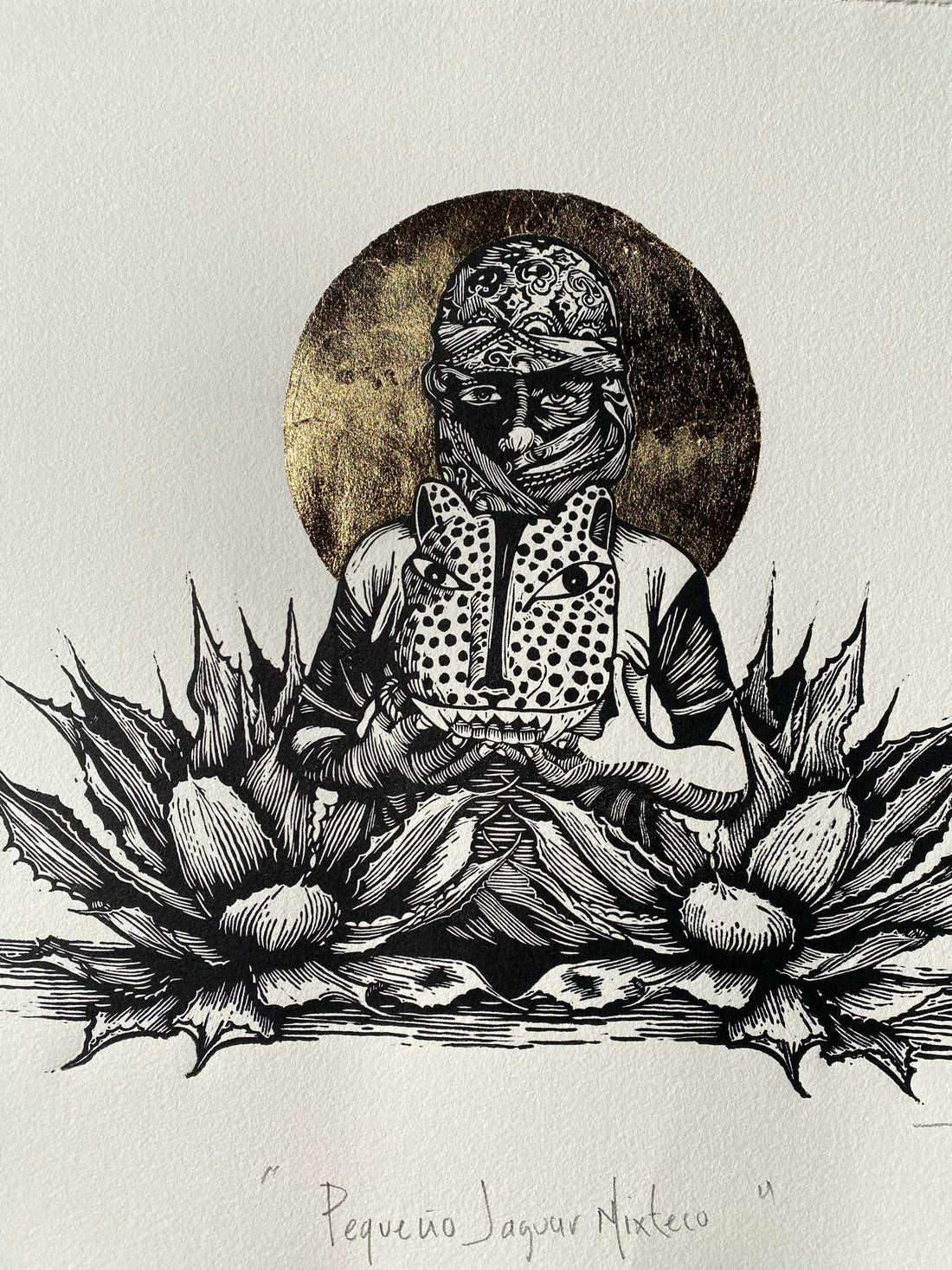 “Pequeño jaguar mixteco” (hoja de oro)